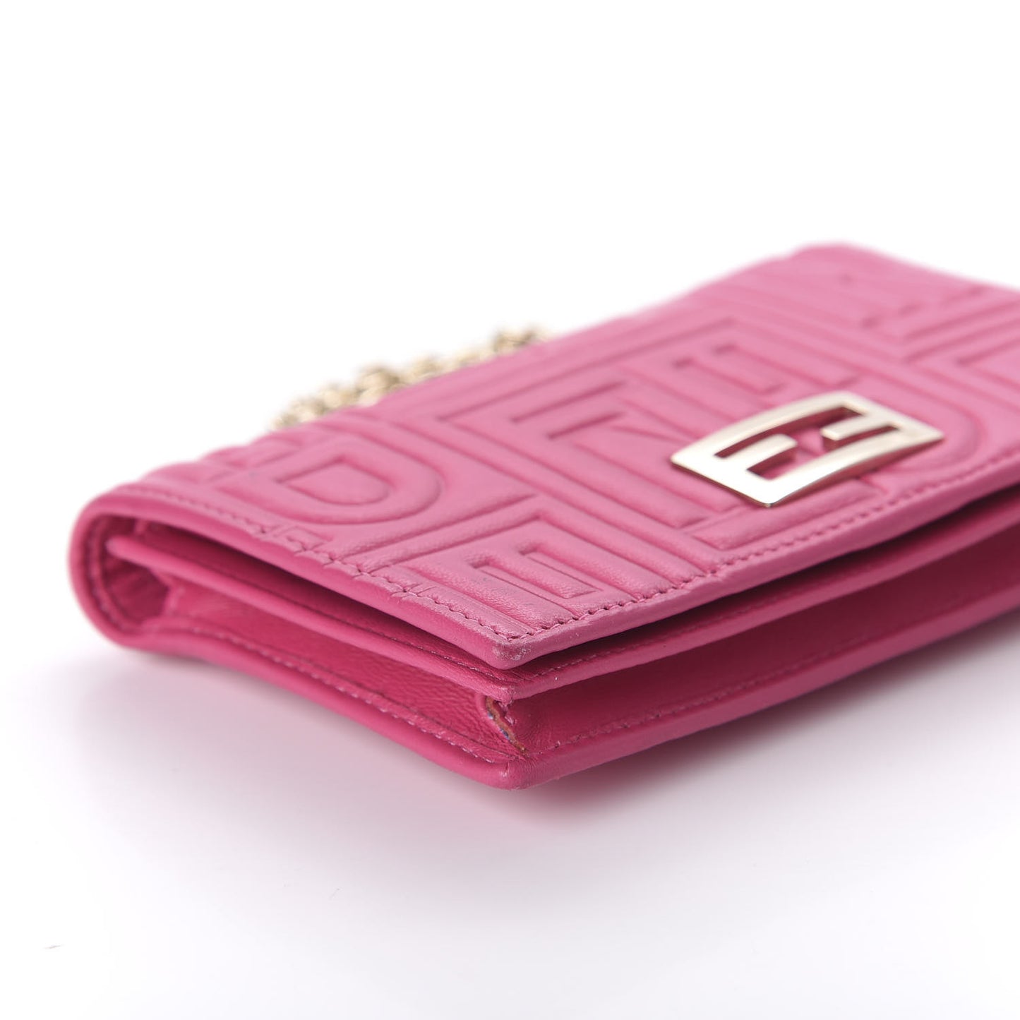 Nappa Logo Embossed Wallet On Chain Fuxia