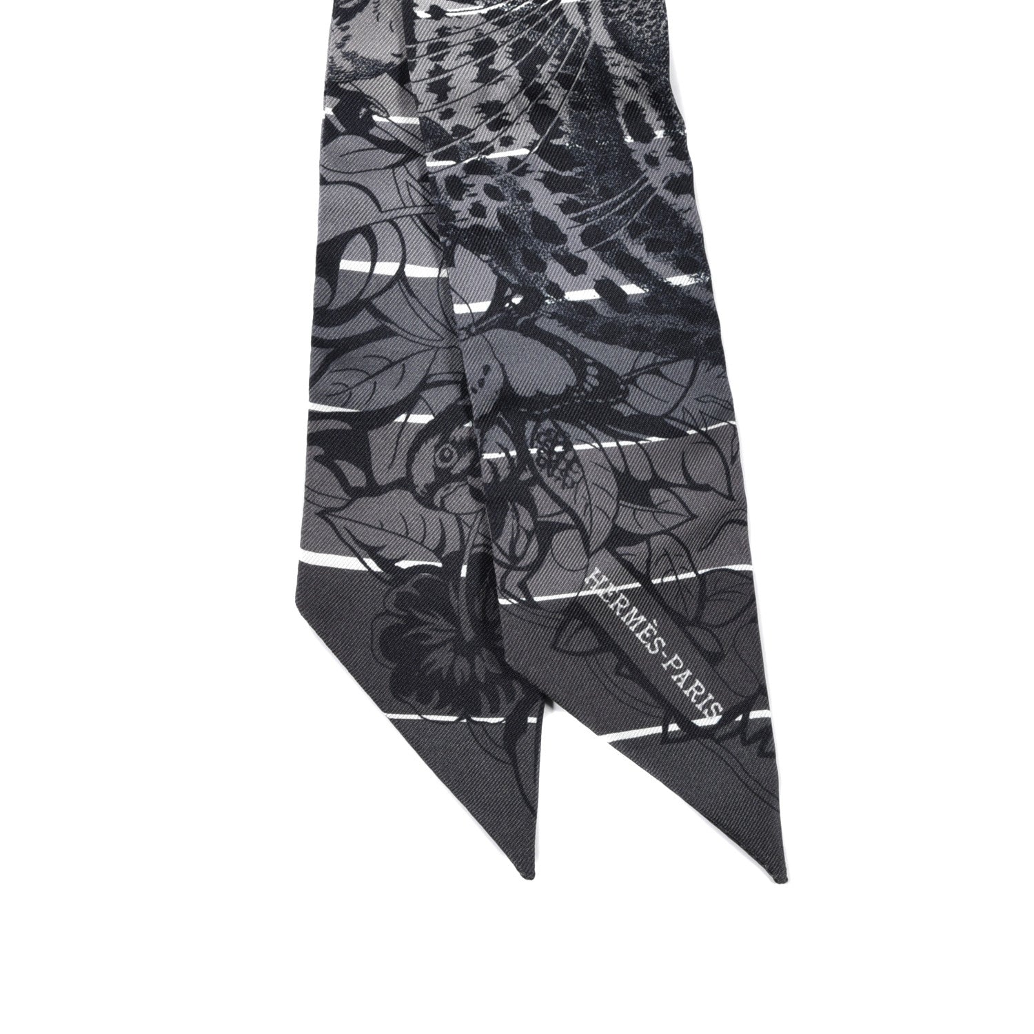 Hermes Silk Jungle Love Rainbow Twilly Gris Black White 2 of 3