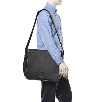 Gucci Coated Canvas Interlocking G Large Flap Messenger Bag Black 2 of 11