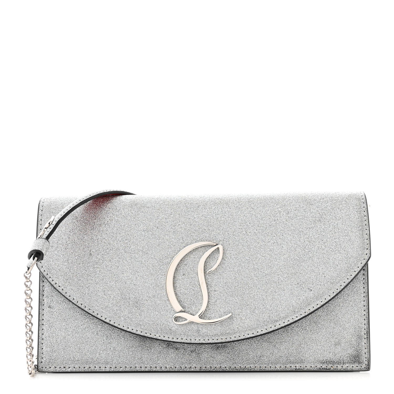 Christian Louboutin Glitter Calfskin Loubi54 Crossbody Clutch Silver 1 of 13