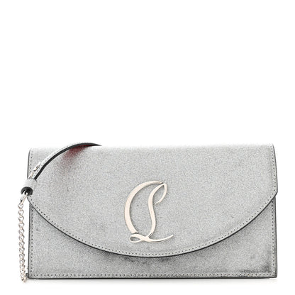Christian Louboutin Glitter Calfskin Loubi54 Crossbody Clutch Silver 1 of 13