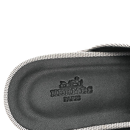Hermes H Canvas Calfskin Carlotta Mules 37 Prunoir Black 8 of 9