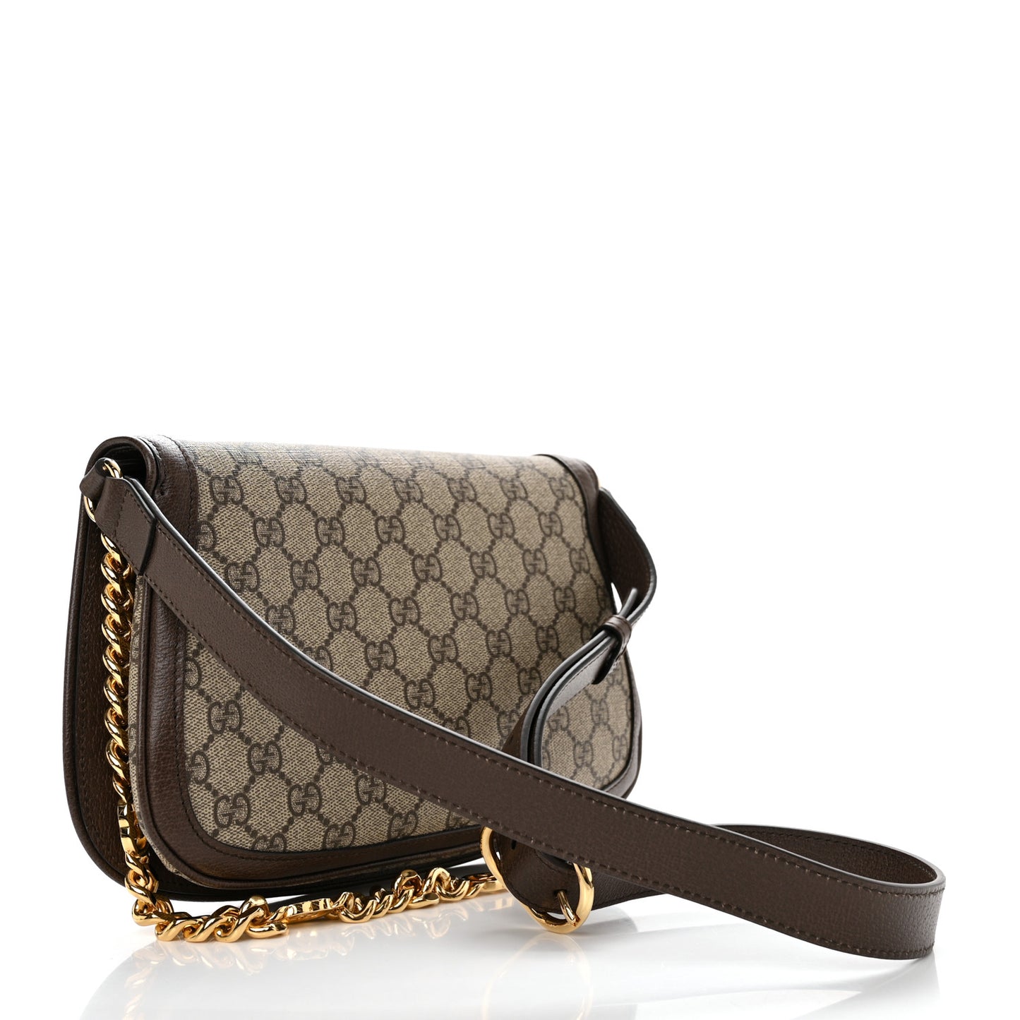 GG Supreme Monogram Textured Dollar Calfskin Blondie Chain Shoulder Flap Bag Beige Ebony New Acero
