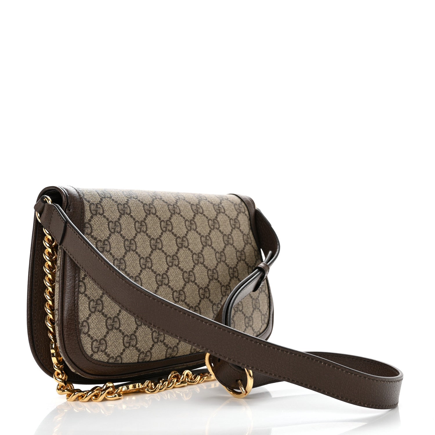 Gucci GG Supreme Monogram Textured Dollar Calfskin Blondie Chain Shoulder Flap Bag Beige Ebony New Acero 2 of 10