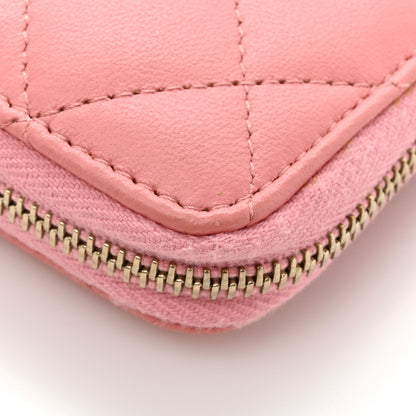Chanel Lambskin Enamel Quilted Zip Around Coin Purse Wallet Pink 10 of 11