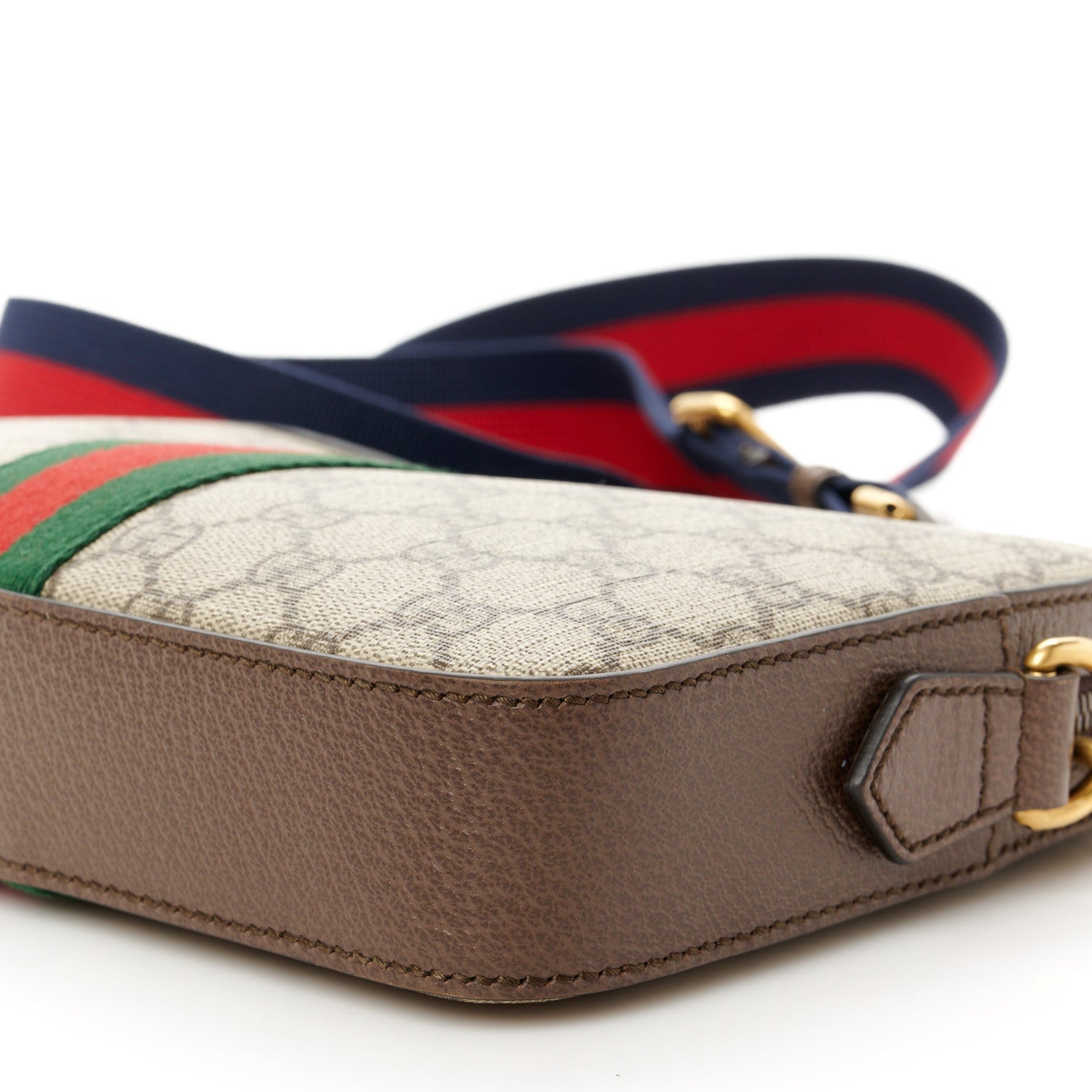 Gucci GG Supreme Monogram Textured Dollar Calfskin Web Ophidia Wristlet Shoulder Bag Beige Ebony New Acero 11 of 11