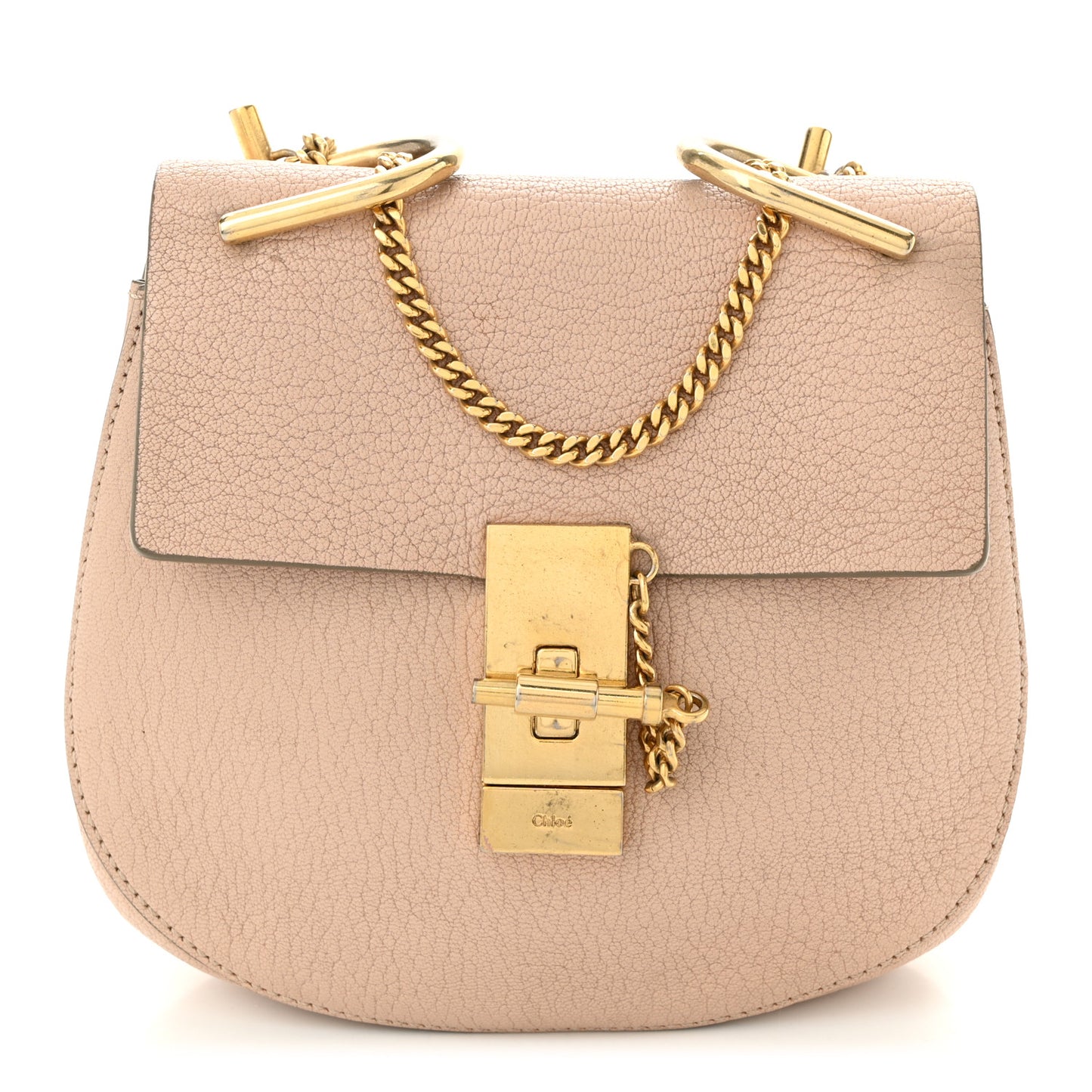 Grained Lambskin Mini Drew Shoulder Bag Cement Pink