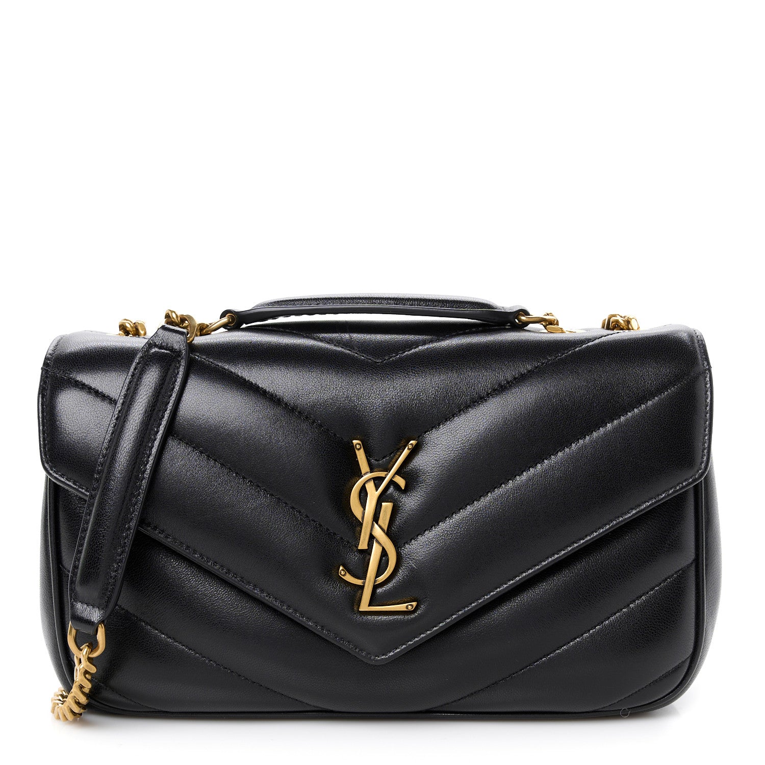 Saint Laurent Lambskin Chevron Quilted Small Loulou Black 1 of 13