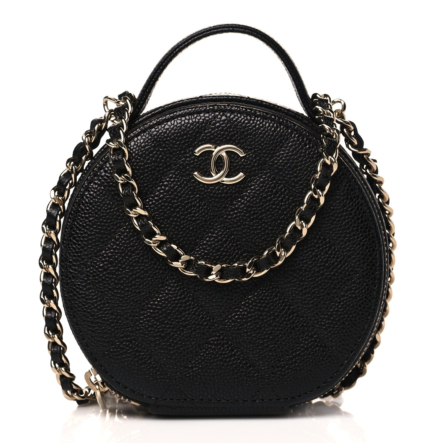 Chanel Caviar Quilted Round Handle With Care Vanity With Chain Black 1 of 11