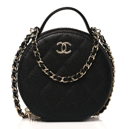 Chanel Caviar Quilted Round Handle With Care Vanity With Chain Black 1 of 11