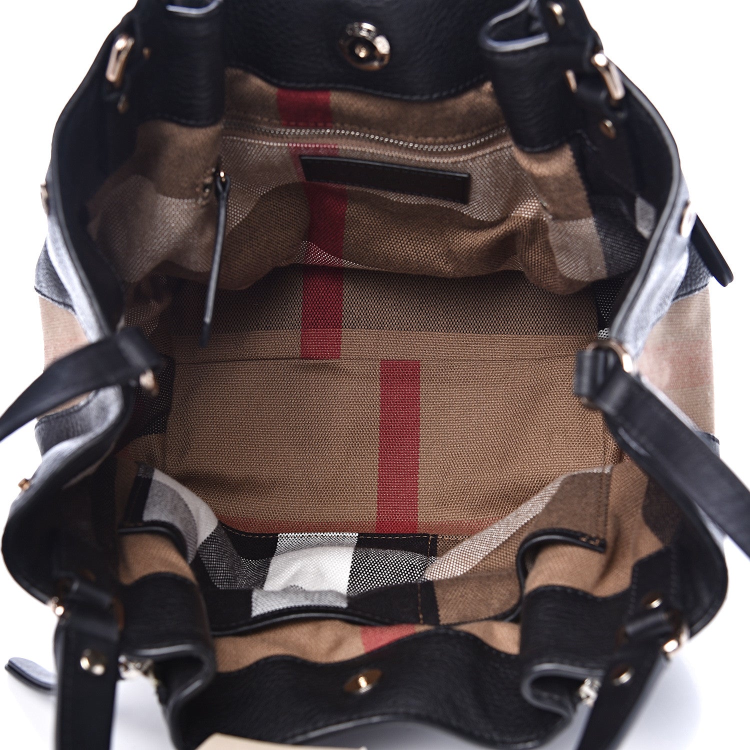 Burberry Grainy Calfskin House Check Small Maidstone Black 4 of 11