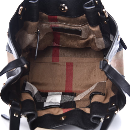 Burberry Grainy Calfskin House Check Small Maidstone Black 4 of 11