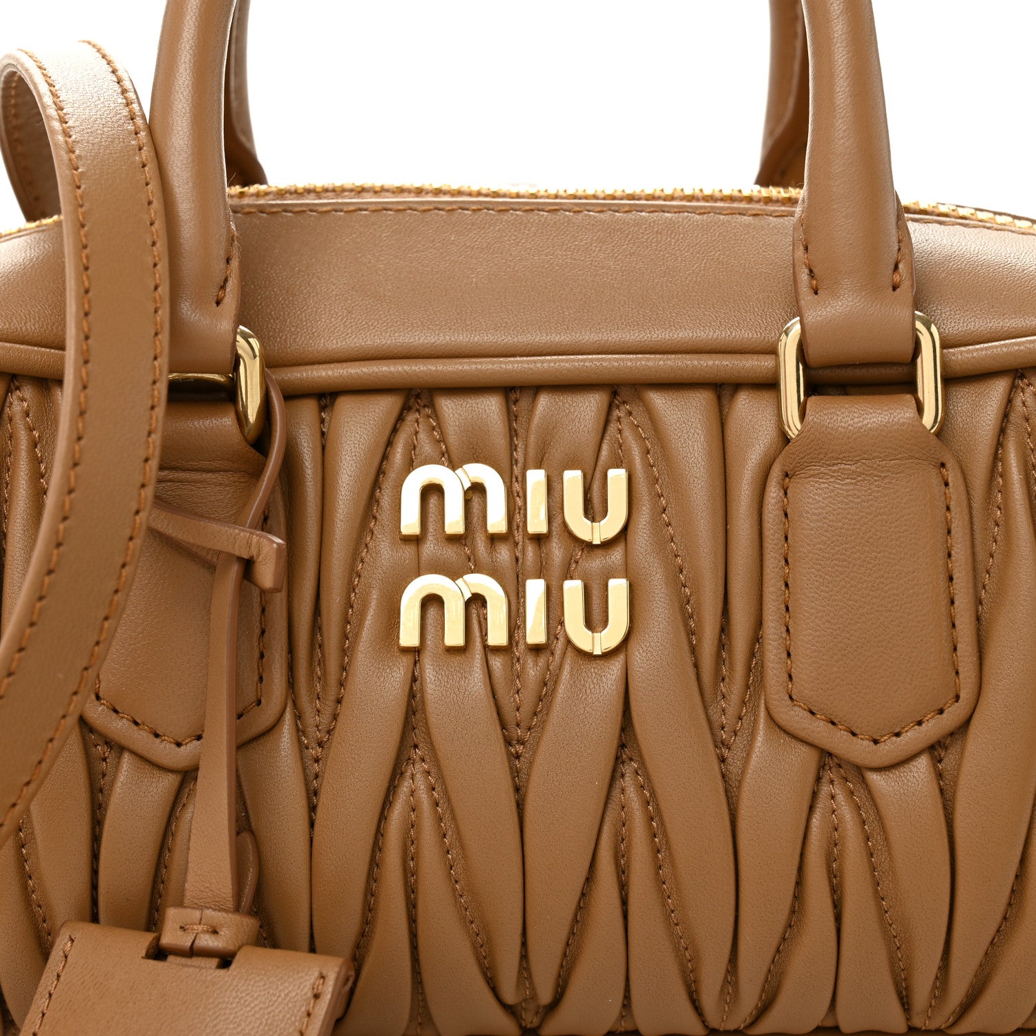 Miu Miu Nappa Matelasse Regular Arcadie Top Handle Bag Caramel 8 of 10