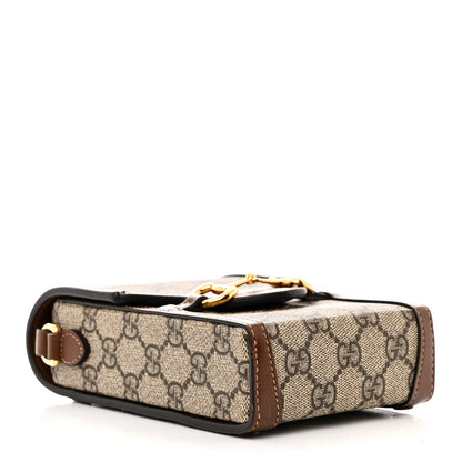 Gucci GG Supreme Monogram Mini Horsebit 1955 Crossbody Bag Beige Brown Sugar 4 of 13