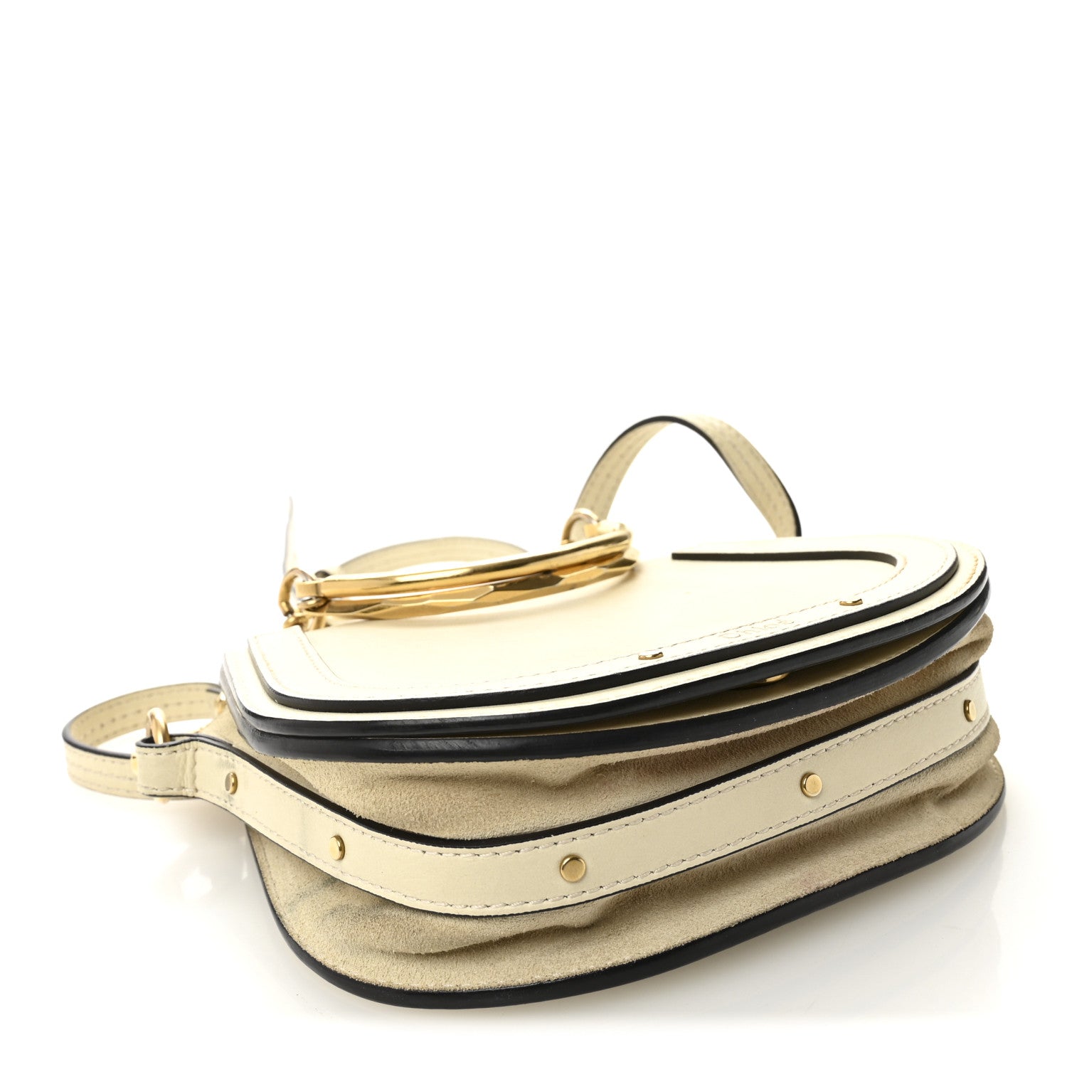 Chloe Calfskin Suede Small Nile Bracelet Bag Off White 7 of 29
