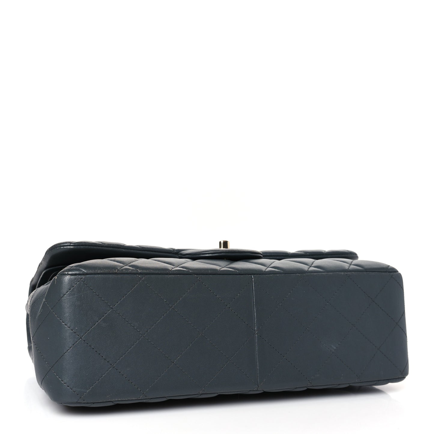 Lambskin Quilted Jumbo Double Flap Grey
