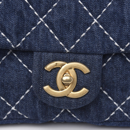Chanel Denim Quilted Medium Denim Trip Single Flap Blue 10 of 11