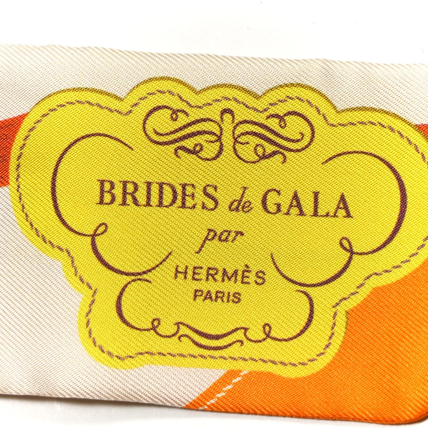 Hermes Silk Brides De Gala Applique Pique Twilly Creme Orange Jaune 2 of 4