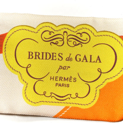 Hermes Silk Brides De Gala Applique Pique Twilly Creme Orange Jaune 2 of 4