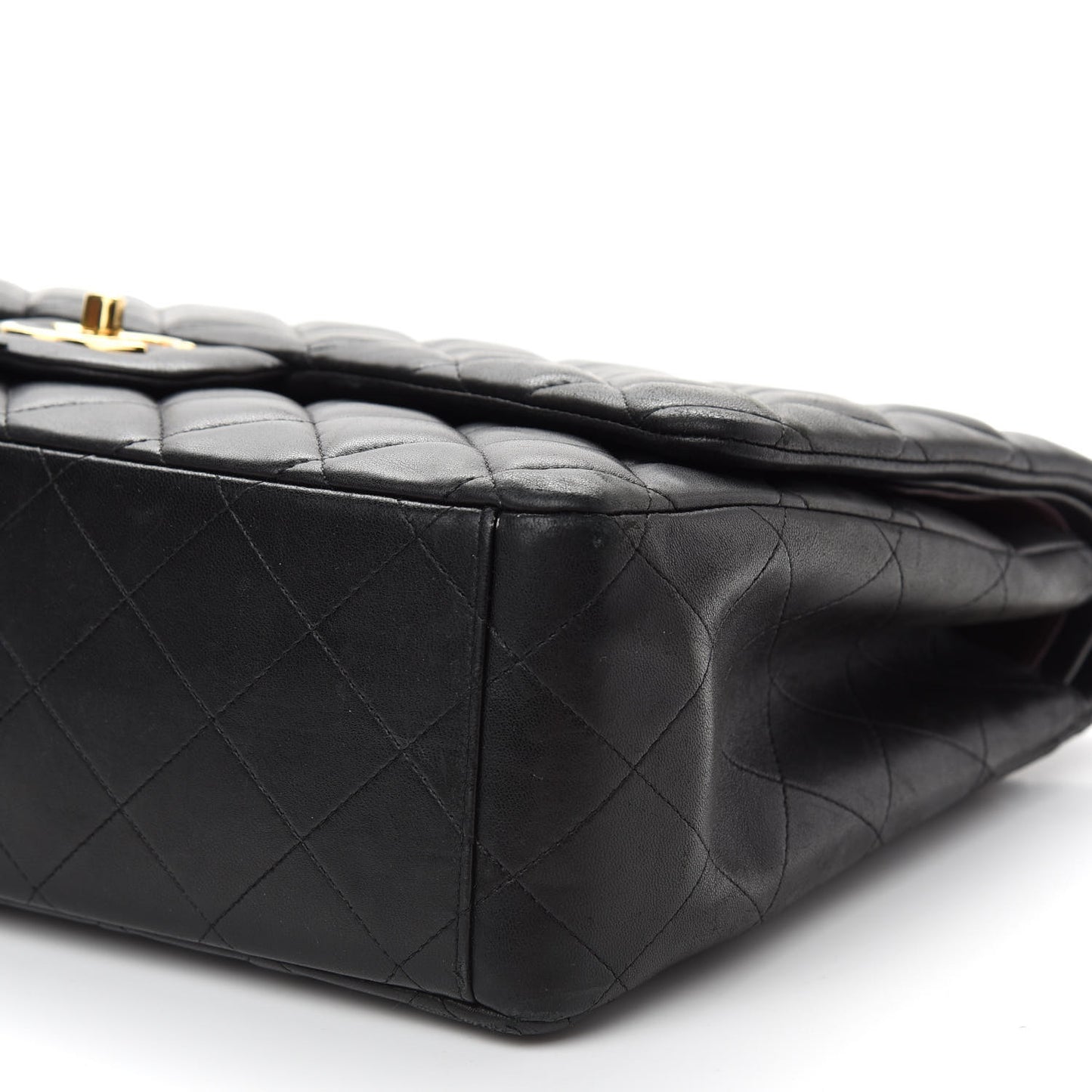 Lambskin Quilted Maxi Double Flap Black