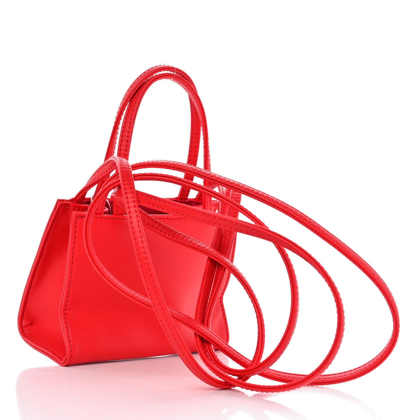 Vegan Leather Small Shopping Bag Red