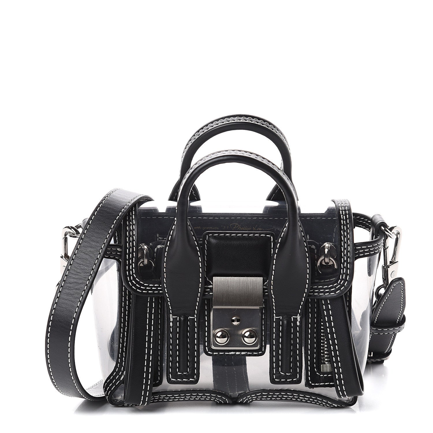3.1 Phillip Lim 3.1 Calfskin PVC Mini Pashli Satchel Black 1 of 8