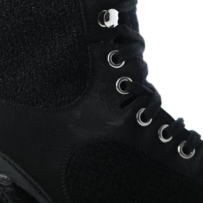 Chanel Tweed Patent Calfskin Sneaker High Boots 38 Black 17 of 20