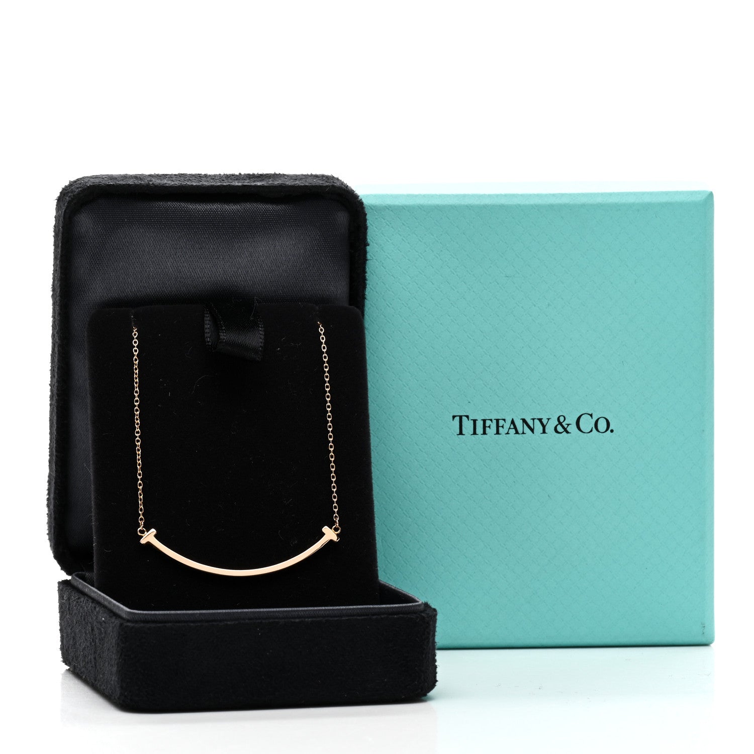 Tiffany 18K Rose Gold Small T Smile Pendant Necklace 5 of 5