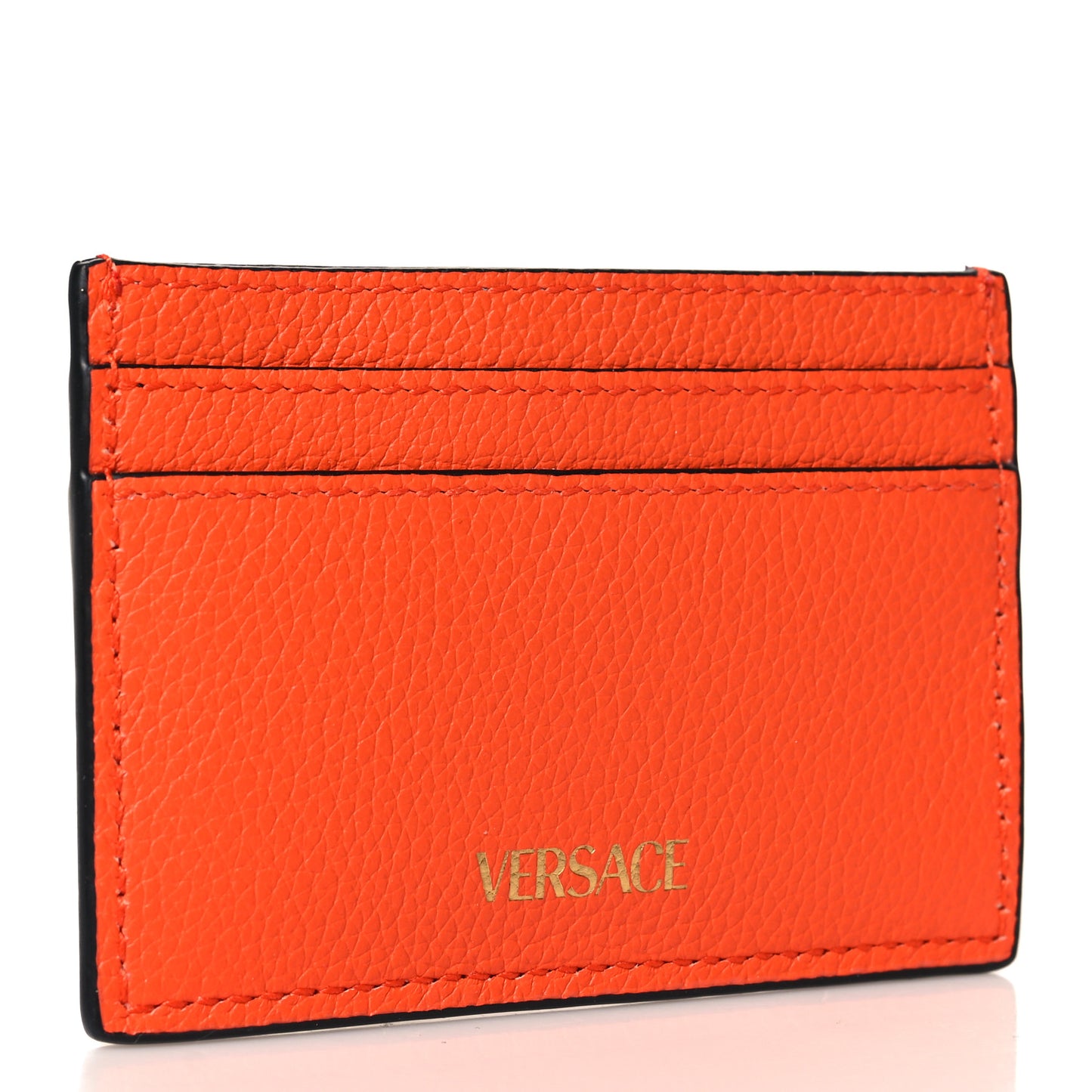 Calfskin Medusa Card Holder Orange