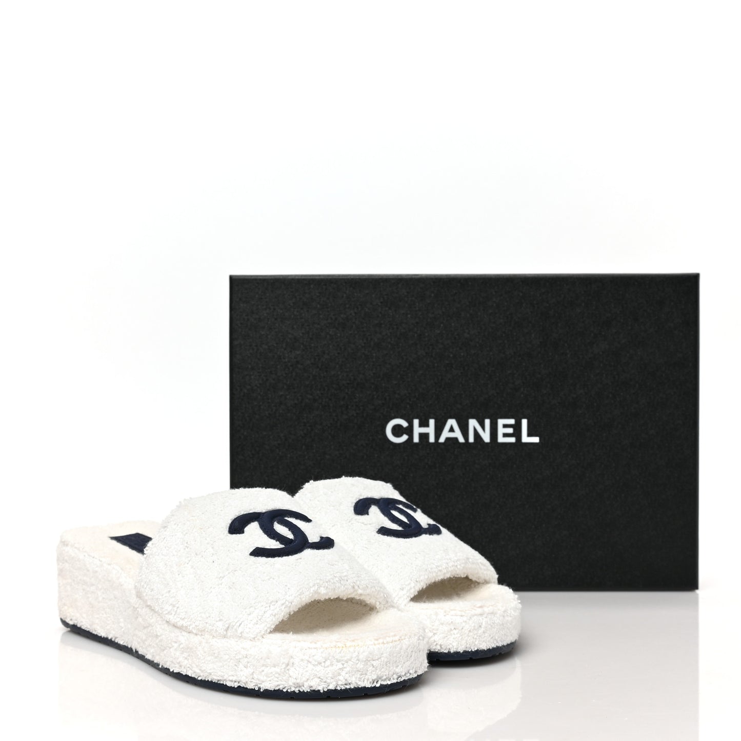 Terry CC Flat Mules Sandals 38 White Navy