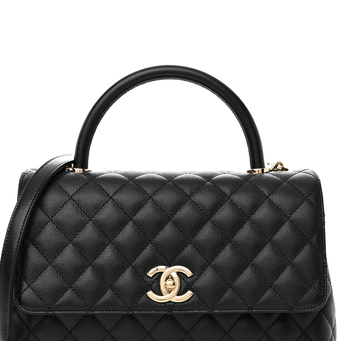 Caviar Quilted Small Coco Handle Flap Black