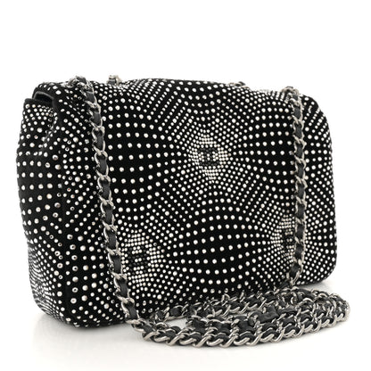 Chanel Velvet Strass Evening Flap Bag Black Silver 3 of 13