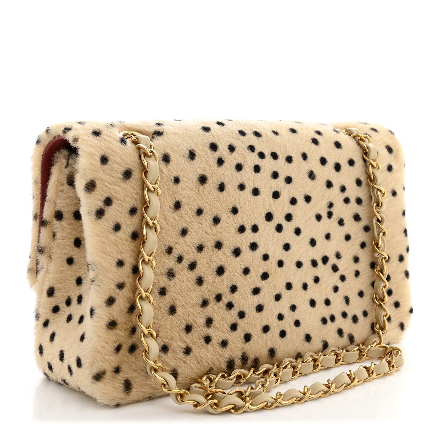 Chanel Pony Hair Cheetah Printed Creative Fabrics Flap Light Beige Black 3 of 11