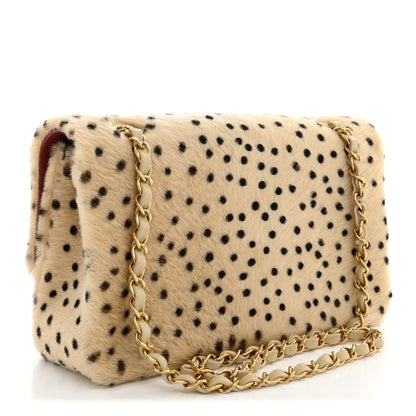 Chanel Pony Hair Cheetah Printed Creative Fabrics Flap Light Beige Black 3 of 11