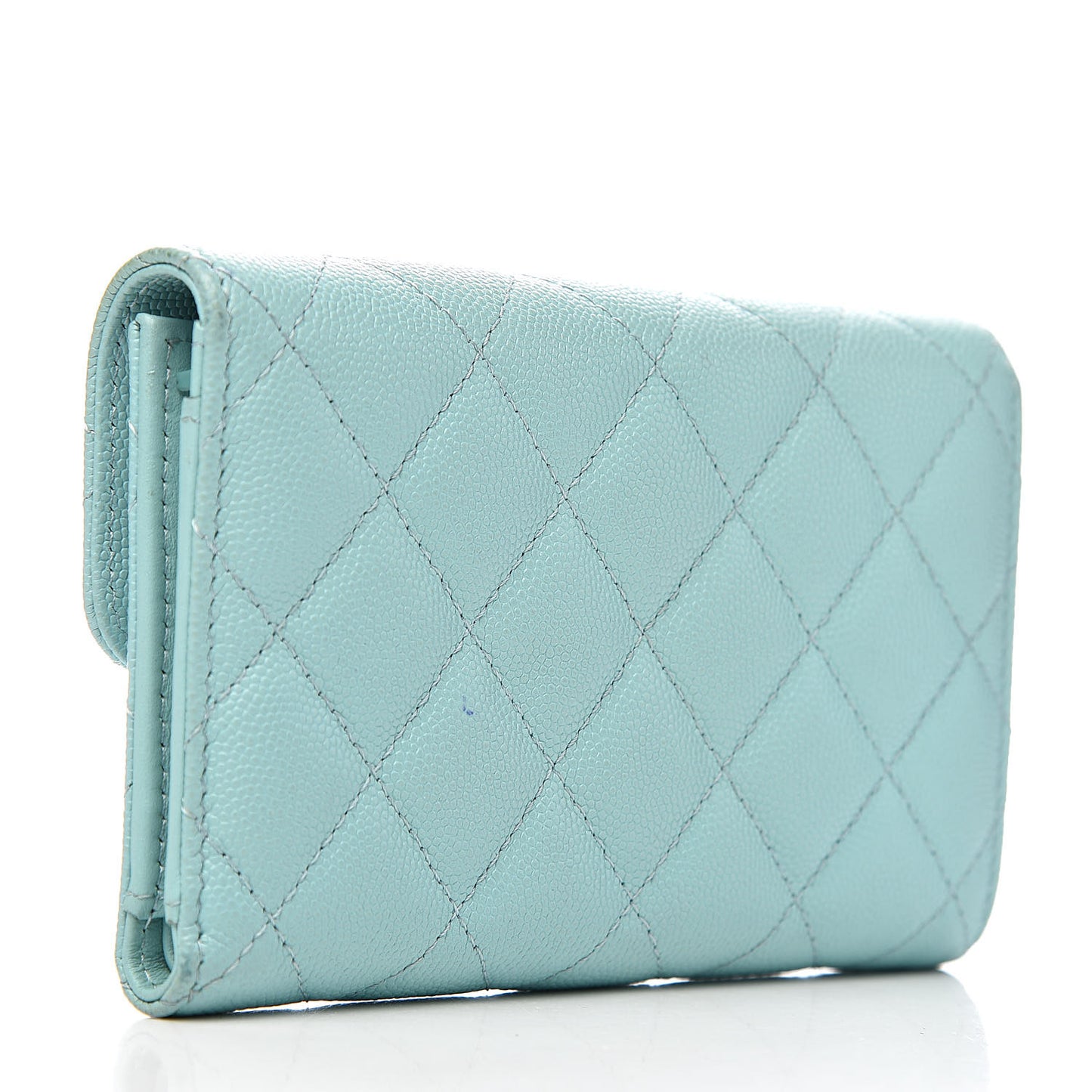 Caviar Quilted Medium Flap Wallet Light Blue