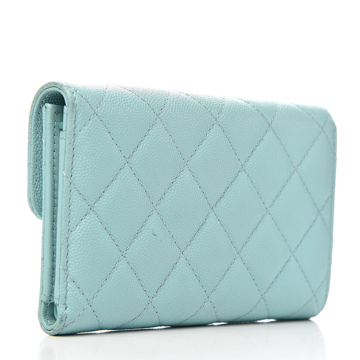 Chanel Caviar Quilted Medium Flap Wallet Light Blue 3 of 12