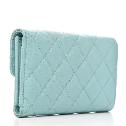 Chanel Caviar Quilted Medium Flap Wallet Light Blue 3 of 12