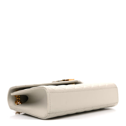 Saint Laurent Grain De Poudre Textured Mixed Matelasse Medium Triquilt Monogram Satchel Crema Soft 4 of 10