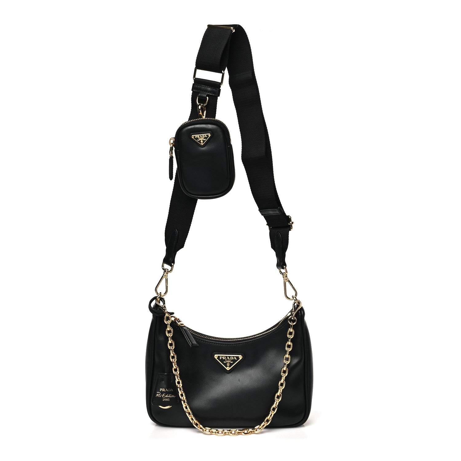 Prada Vitello Re-Edition 2005 Shoulder Bag Black 1 of 11