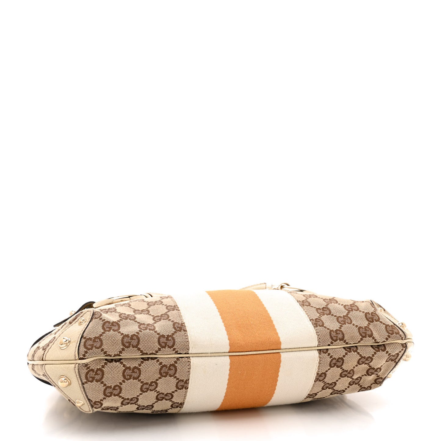 Monogram Large Horsebit Web Shoulder Bag White