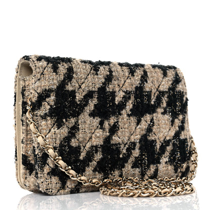 Chanel Tweed Shearling Quilted Chanel Wallet On Chain WOC Beige Black 3 of 11