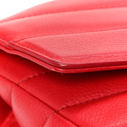 Chanel Caviar Chevron Quilted Single Flap Red 14 of 14