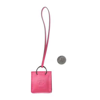 Hermes Milo Lambskin Swift Shopping Bag Charm Rose Mexico 2 of 3
