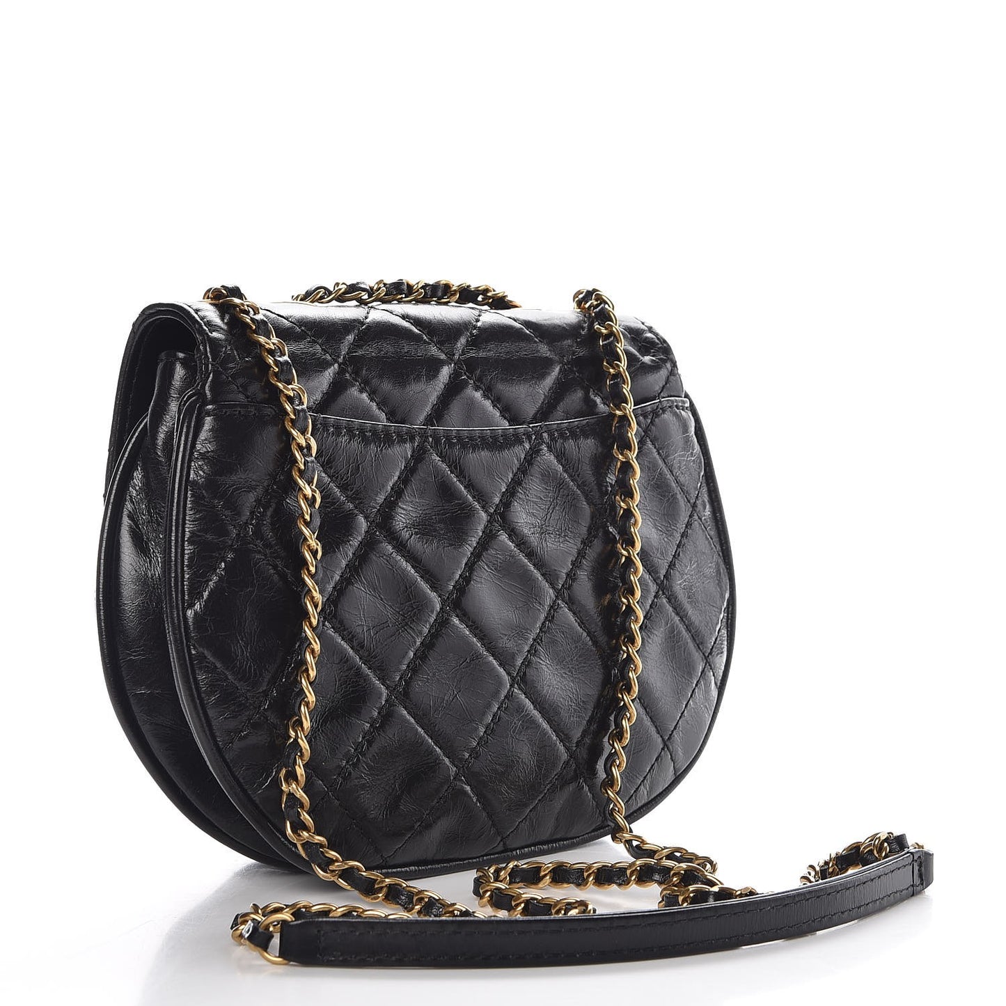 Aged Calfskin Small Bubble CC Flap Black