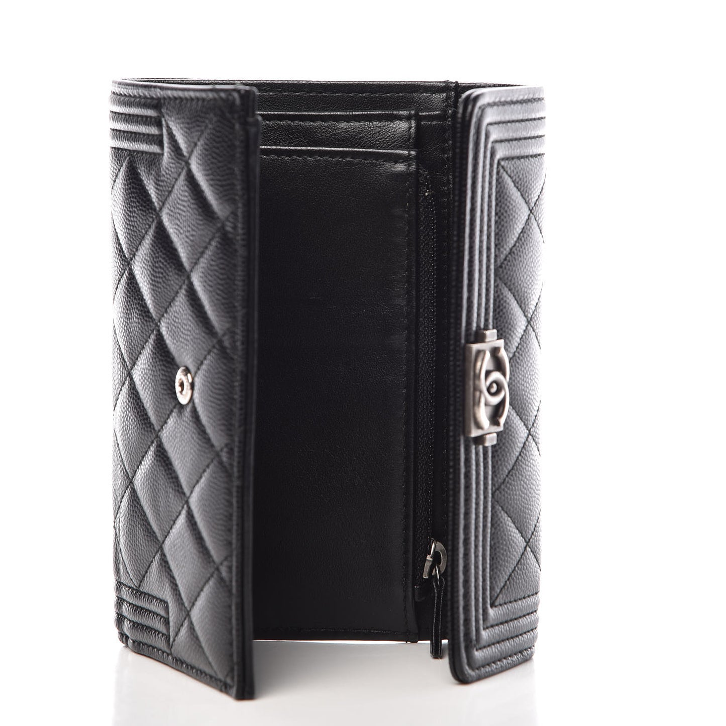 Caviar Quilted Medium Boy Flap Wallet Black