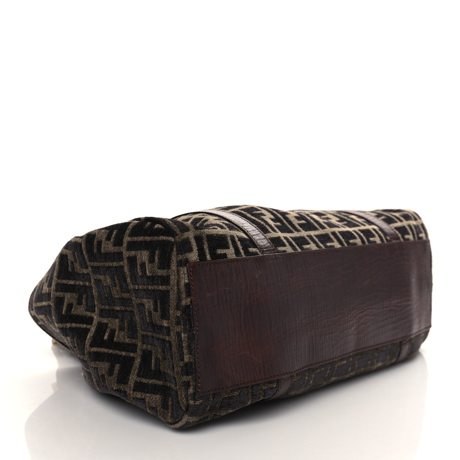 Fendi Velvet Zucca Vitello Forever Shoulder Bag Fango Grigio Bruciato 3 of 8