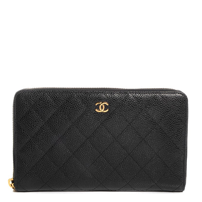 Chanel Caviar Quilted Large Zip Around Wallet Black 1 of 9