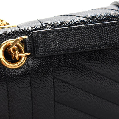 Saint Laurent Grain De Poudre Textured Mixed Matelasse Triquilt Medium Monogram Satchel Black 10 of 10
