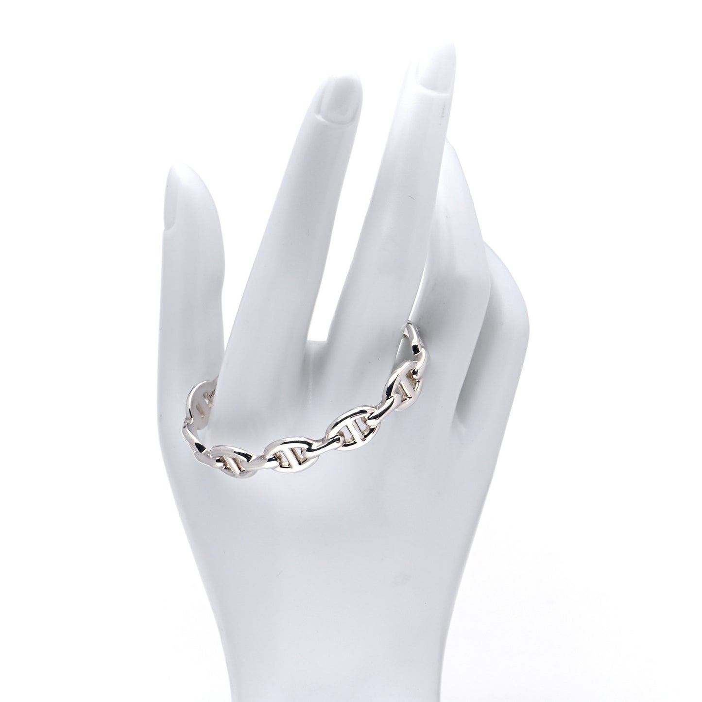 Sterling Silver MM Chaine d'Ancre Enchainee Cuff Bracelet SH