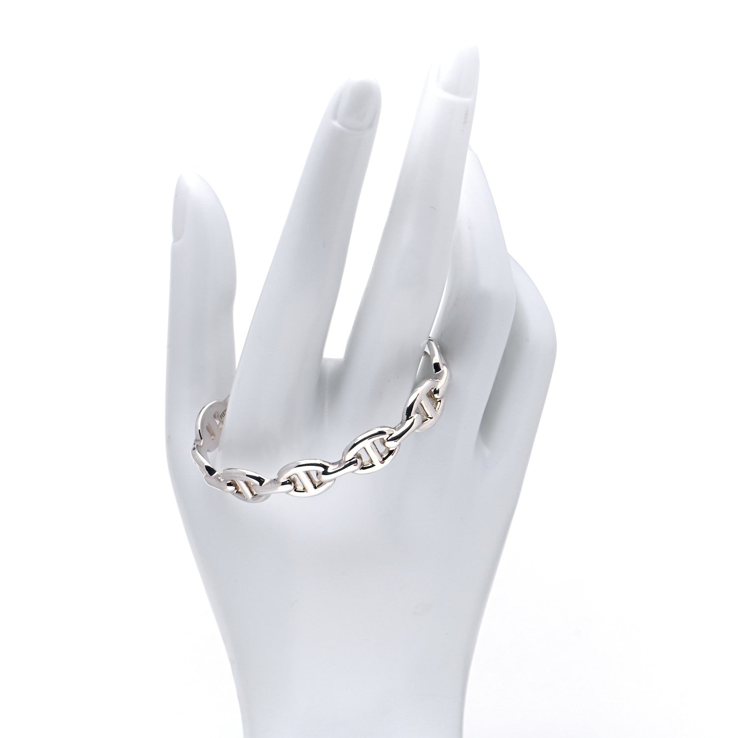 Hermes Sterling Silver MM Chaine d'Ancre Enchainee Cuff Bracelet SH 2 of 5